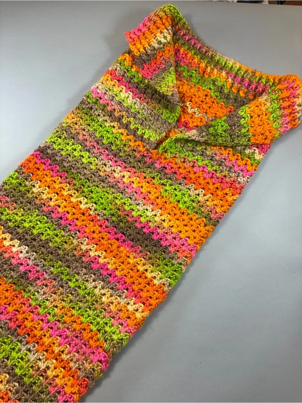 Handmade Crochet 6’+ Mermaid Tail Couch Blanket Wrap Cozy Multicolor HEAVY